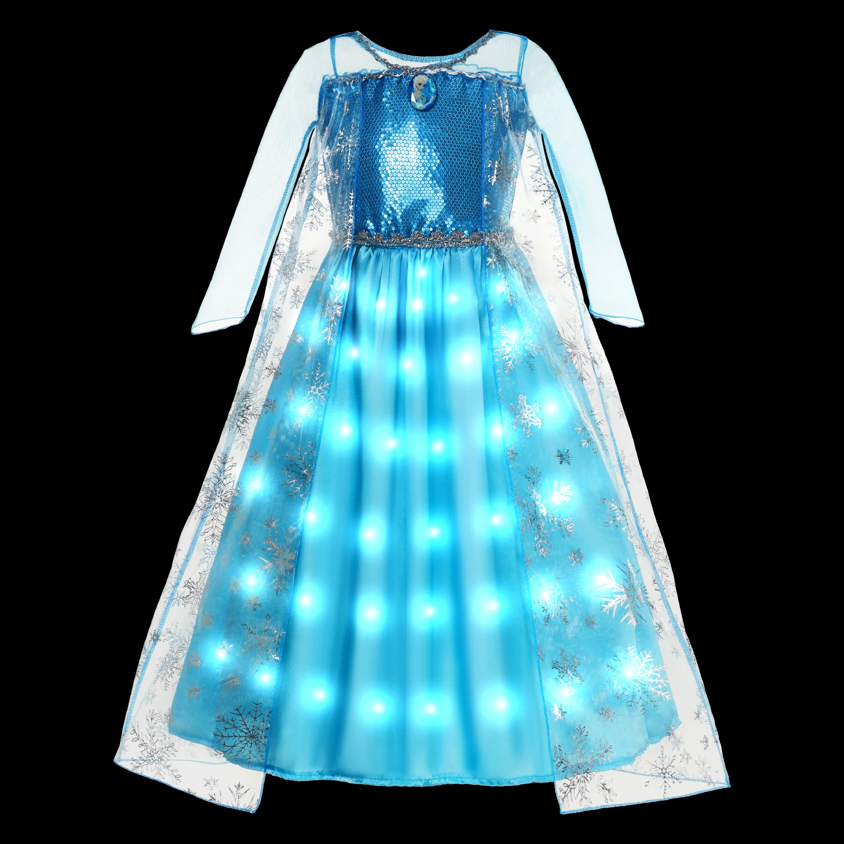 thumbnail image 5 of Disney-vestido de princesa con luz LED para niña, disfraz de Frozen, Elsa, Anna, Rapunzel, Carnaval, Halloween, graduación, Wish Asha, 5 of 5