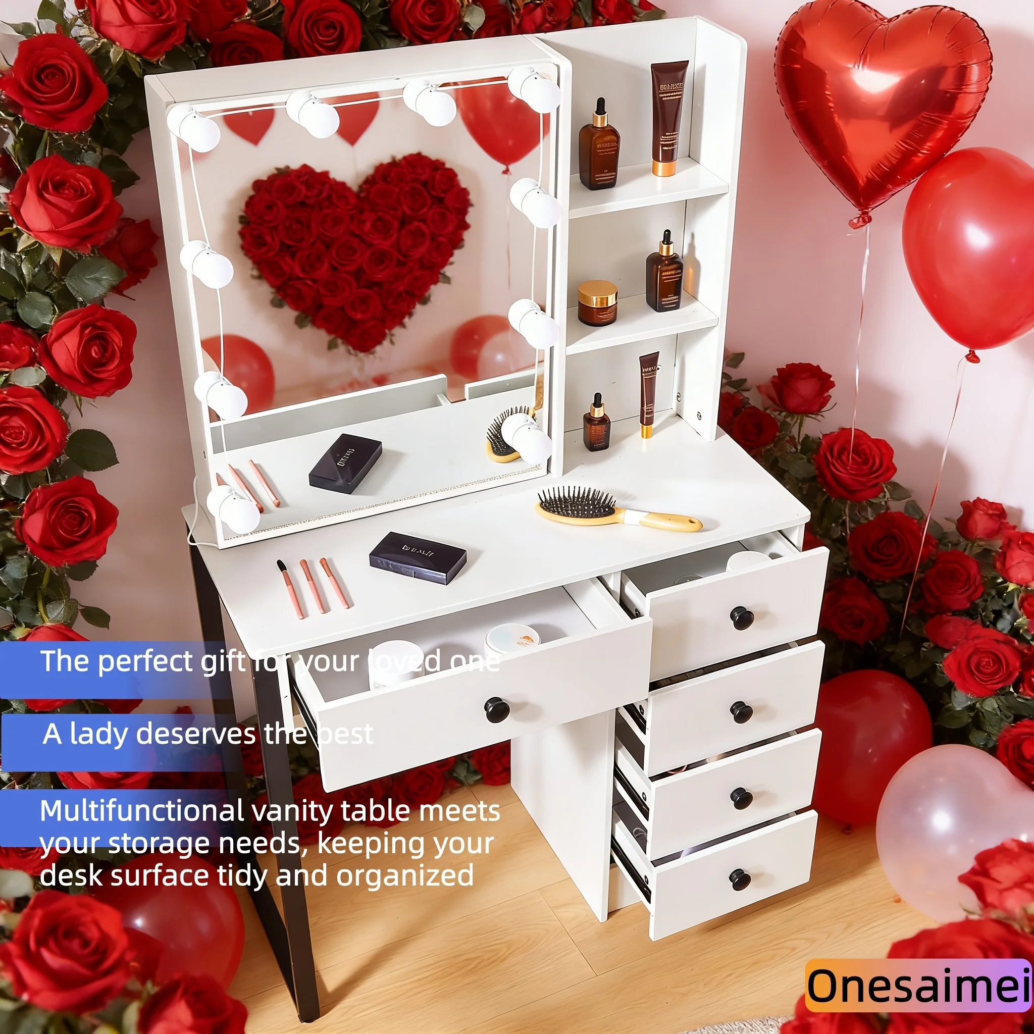 New home dressing table with vanity mirror Features three colour modes and adjustable brightness Ideal birthday gift