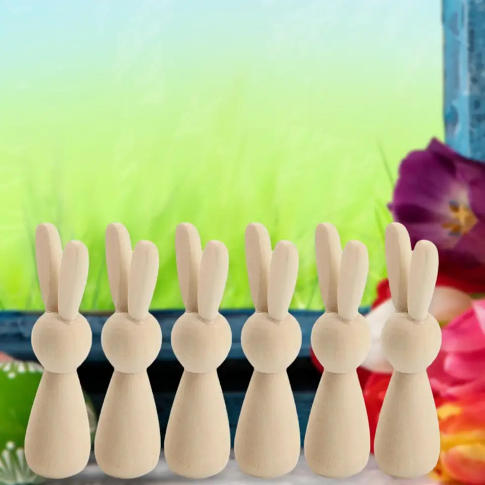 Natural Wood Crafts 10-Pack Unfinished Wooden Rabbit Peg Dolls ...