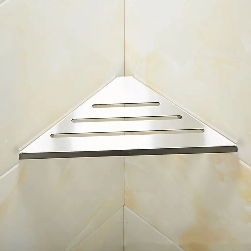 Bathroom Wall Shelf Shower Room Wall Mounted Shampoo Holder Stainless Steel Shelf Drainer Stripe