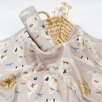 HappyFlute New 110*120cm Cute Animal Print Super Skin-friendly Muslin Swaddle Sleeping Wrap Newborn Baby Blanket 1