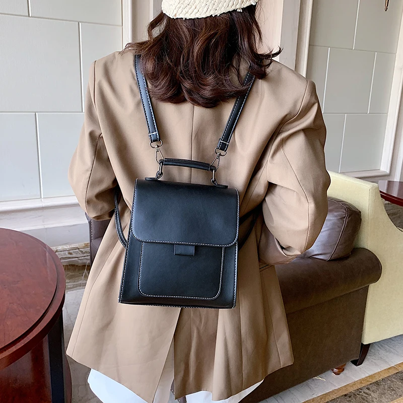 New 2022 Solid Color Backpack High Quality Leather Large Capacity Backpacks Women's Casual Simple School Bag Girls Shoulder Bags