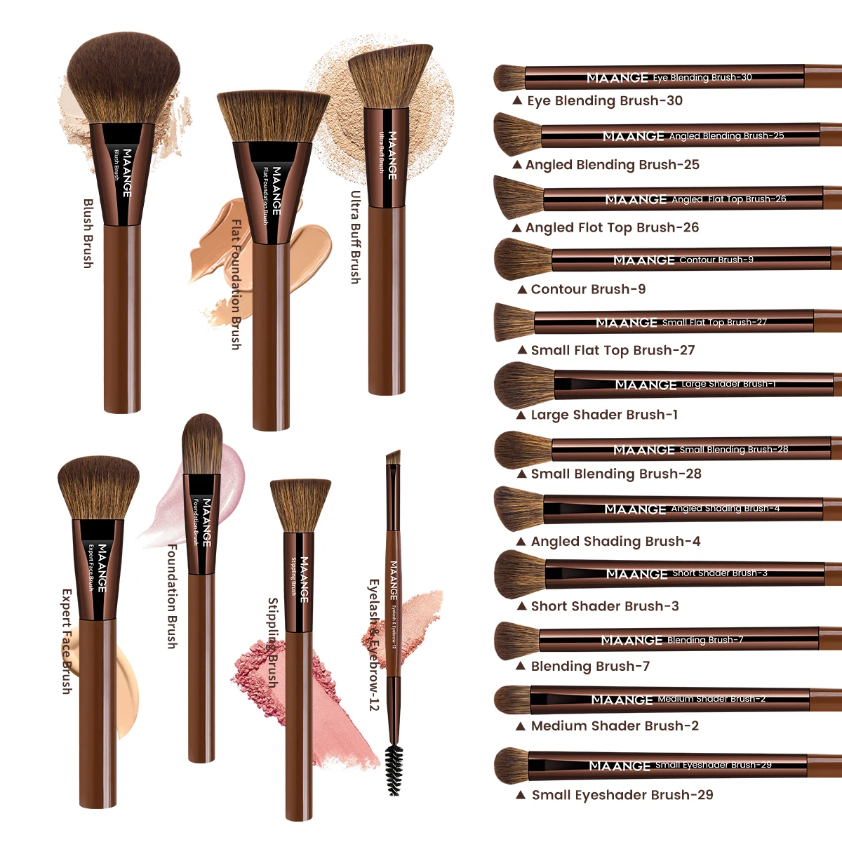 مجموعة فرش مكياج مكونة من 19 قطعة من MAANGE مع حقي...