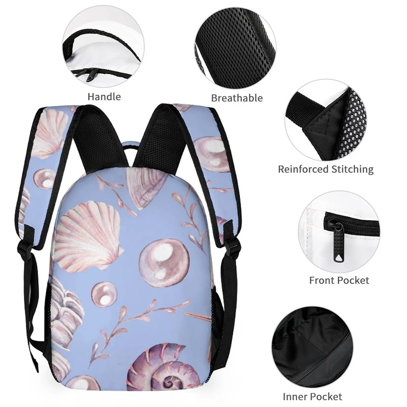 Travel Knapsack Print School Bag Backpack with Side Pockets Three-piece Set Book  Lunch Bag Large Capacity Mochila