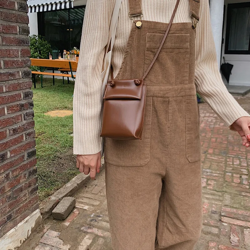 Corduroy Solid Color Wide-leg Straight High-waist Overalls Women's Autumn and Winter Street Style Loose Casual Overalls Trousers