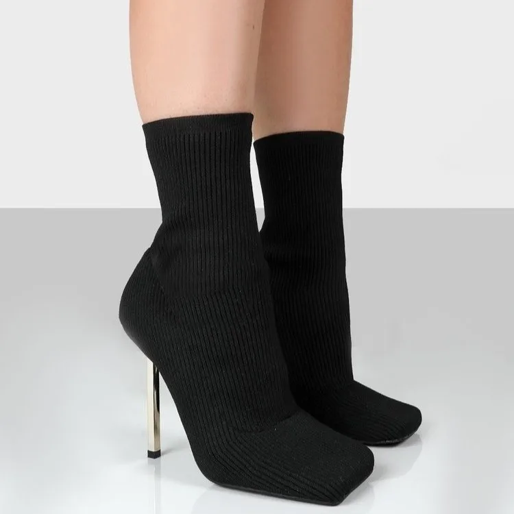 Women's Boots Sexy Stiletto Knit Socks Boots Comfortable Stiletto High Heel Short Boots