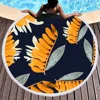 Round Beach Towel Oversized Blanket Palm Leaf Tropical Style Flamingo Print Microfiber Large Round Towel Picnic Absorbent Towel 3