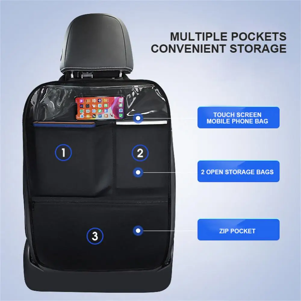 Leather Car Seat Antikick Pad Storage Bag Universal Auto Anti Mud Dirt