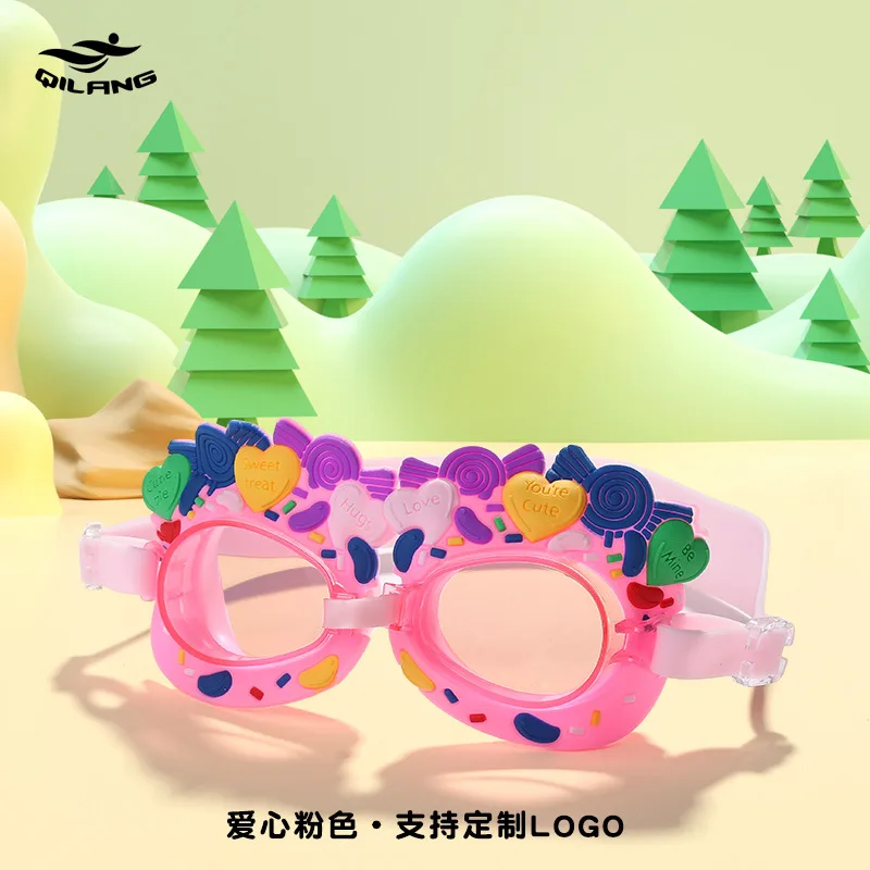 Children's Swimming Goggles High Definition Flat Light Waterproof Anti-fog Swimming Goggles Boys and Girls Cute Cartoon Silicone 6