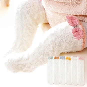 Kids Leg Warmers Baby Stockings Winter Fleece Floor Socks Coral Velvet Socks Leg Warmers Baby Knee Socks Baby Accessories 2
