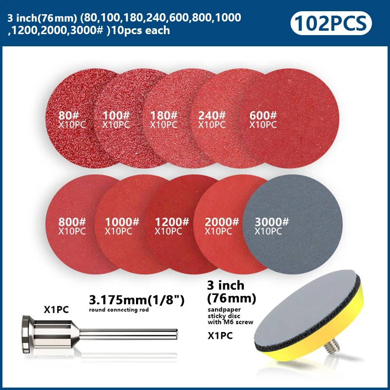 XLIL-Kit de disques de papier abrasif, disque de polissage avec