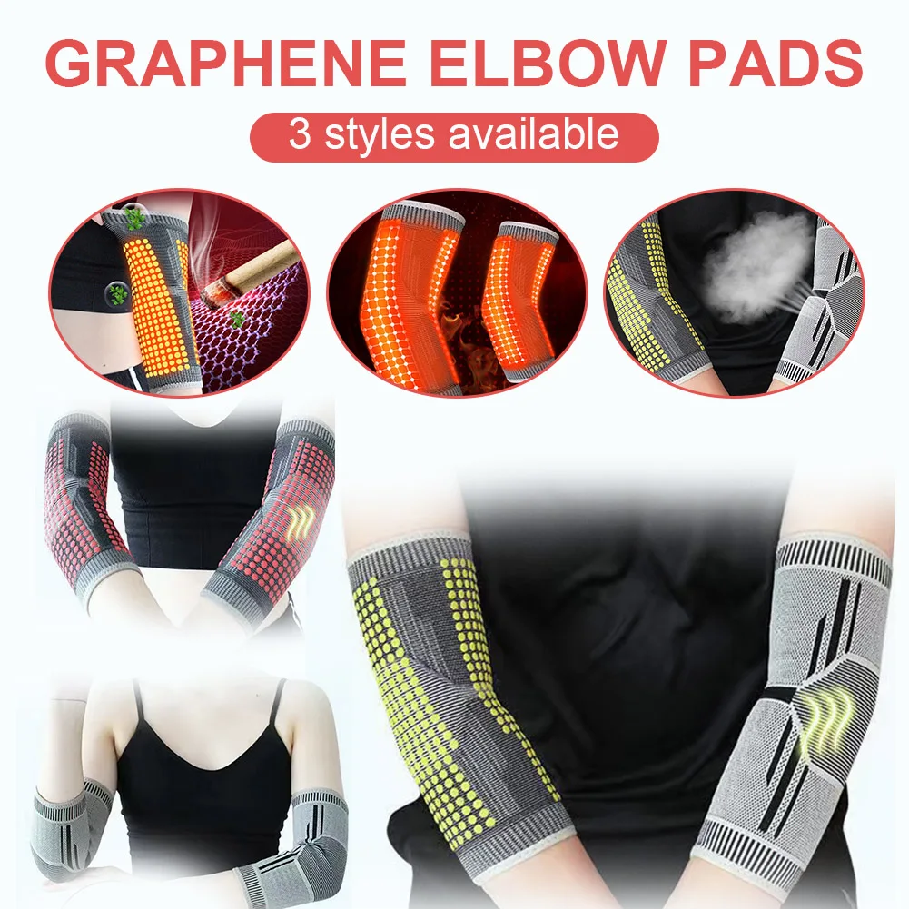 Self Heating Elbow Support Pads Arm Compression Support Elbow Sleeve Protector For Tendonitis Tennis Outdoor Activities 2 Pcs