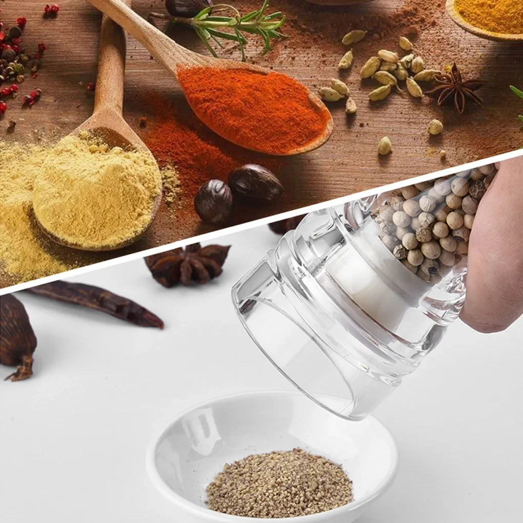 Transparent Pepper Grinder Salt Mill Machine Crusher Spice Grinding Handheld Seasoning Containers Bottle Gadgets