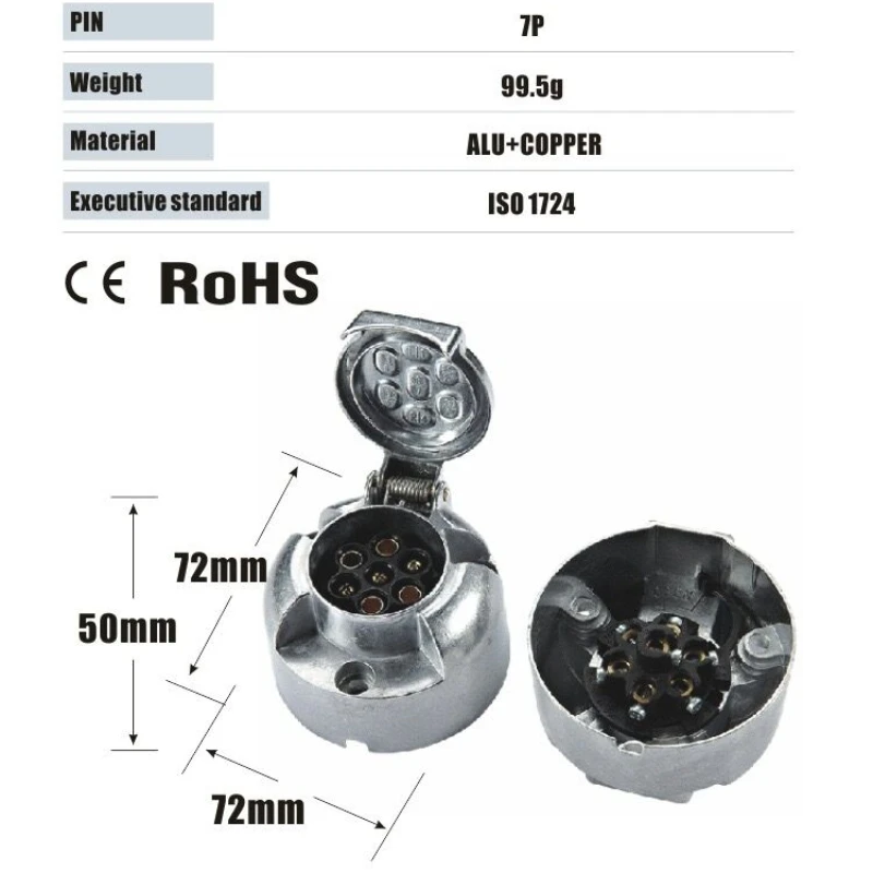 7 Pin Connector Trailer Socket Aluminium Alloy Towing 12V Round Adapter Truck Socket Car Accessories