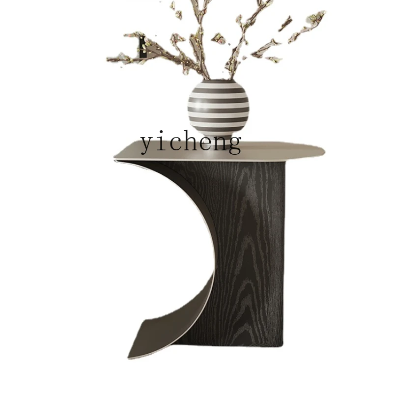 

YY Living Room Balcony Retro Corner Metal Crescent Creative Art Sofa Side Table