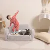 Kids Extra Wide Chairs for Toddler,2-in-1 Toddler Soft Sherpa Couch Fold Out,Convertible Sofa to Lounger for Girls and Boys,Grey 2