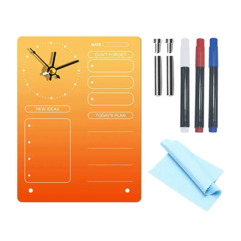 Dry Erase Planner Board Note Acrylic Clock Design Calendar Planner Non-Magnetic Wall Board Message Board Note Glass Board nordic style diy felt letter note board message board home decor office planner schedule board photo display wall decoration n