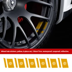 6Pcs Stylish Car Wheel Stickers - Premium Auto Accessories (Yellow)