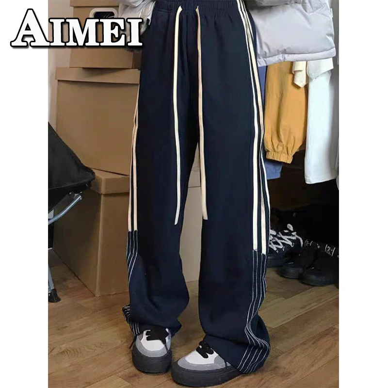 

Women's Y2K Clothing Retro High Street Wide Leg Pants Female Loose High Waist Sports Suits Casual Fashion Sweatpants Traf 2023