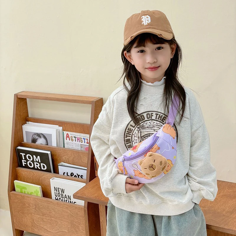 Kawaii Capybara Crossbody Kids Chest Bag Cartoon Cute Backpack Casual Outdoor Travel Wallet Waist Organiser Gift