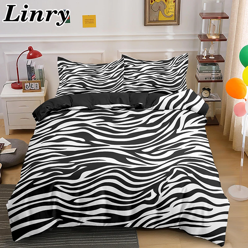 Zebra Pattern 2/3 Pcs Duvet Cover Set Black And White Bedding Sets