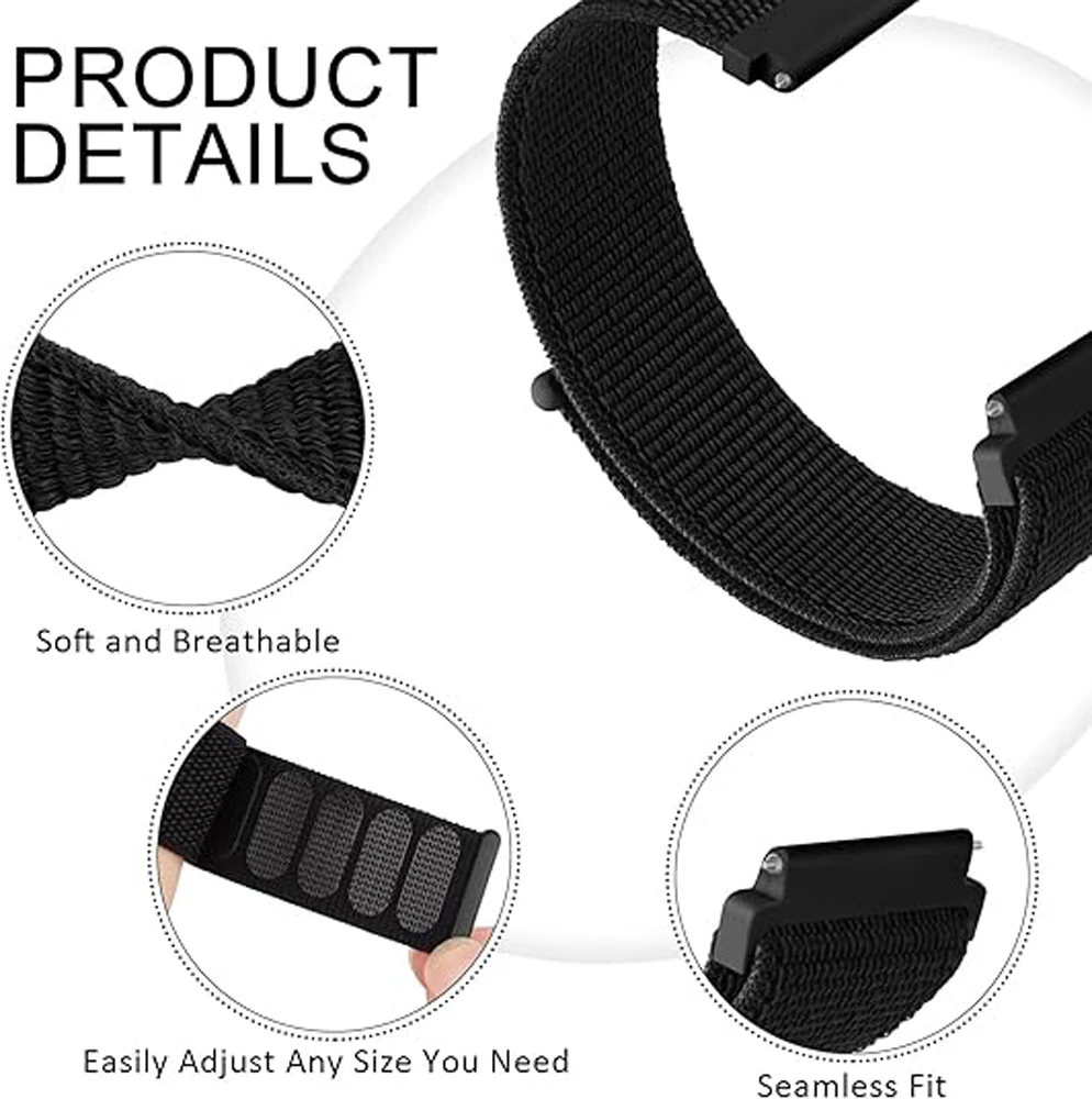 Nylon Breathable Loop Sport Watchband Bracelet in Multiple Sizes