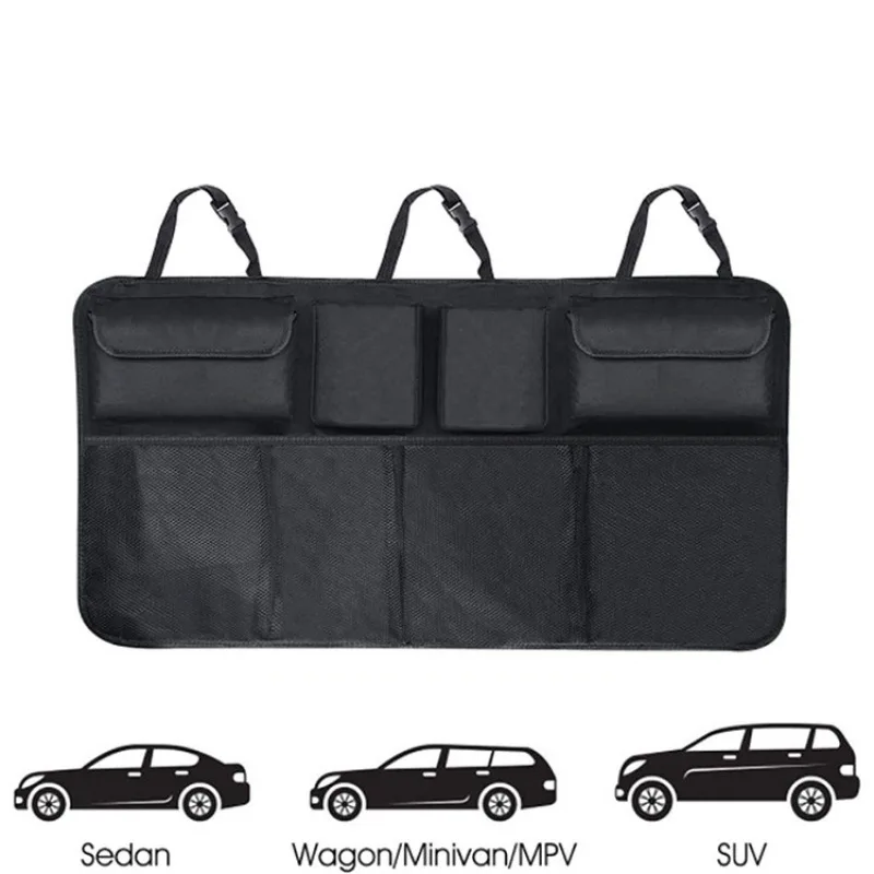 Car trunk storage bags suv car rear seat backrest hanging bags net car storage boxes bags