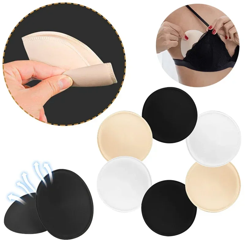 Pack De 6 Pares De Almohadillas Extraíbles Para Sujetador – Colores: Blanco, Negro Y Color Piel | Talla única Aprox. 13.5x12.5 Cm, Material Esponja Transpirable