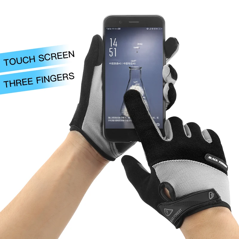 

New Touchscreen MTB Cycling Long Gloves Black Breathable Anti-sweat Shockproof Wear Resistant Gloves for Work Motorcycle Gloves