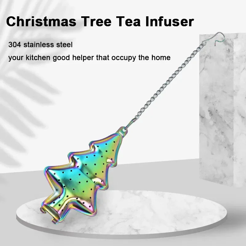 Hangable Tea Infuser Stainless Steel Christmas Tree Shape Tea Leaf Strainer Spice Filter Reusable Filter Set Accessories