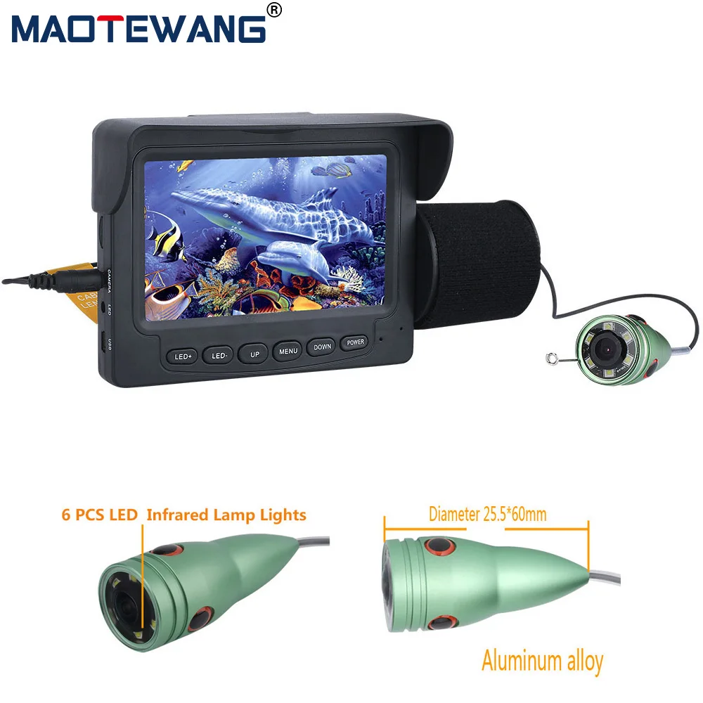 

4.3'' Fish Finder Ice Underwater Fishing Camera 1200TVL 6PCS 6W IR LED Night Vision Camera For Fishing
