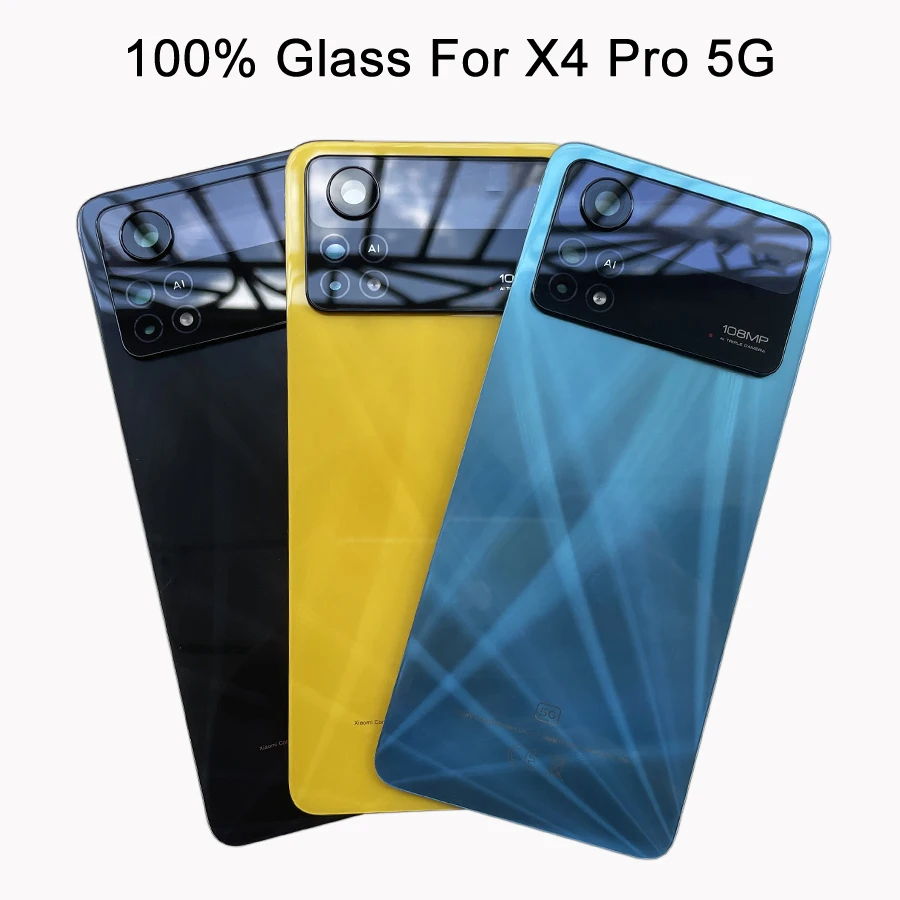 

Original For Xiaomi POCO X4 Pro 5G Back Glass Battery Cover Rear Housing Door Case Panel X4Pro With Camera Lens Replacement