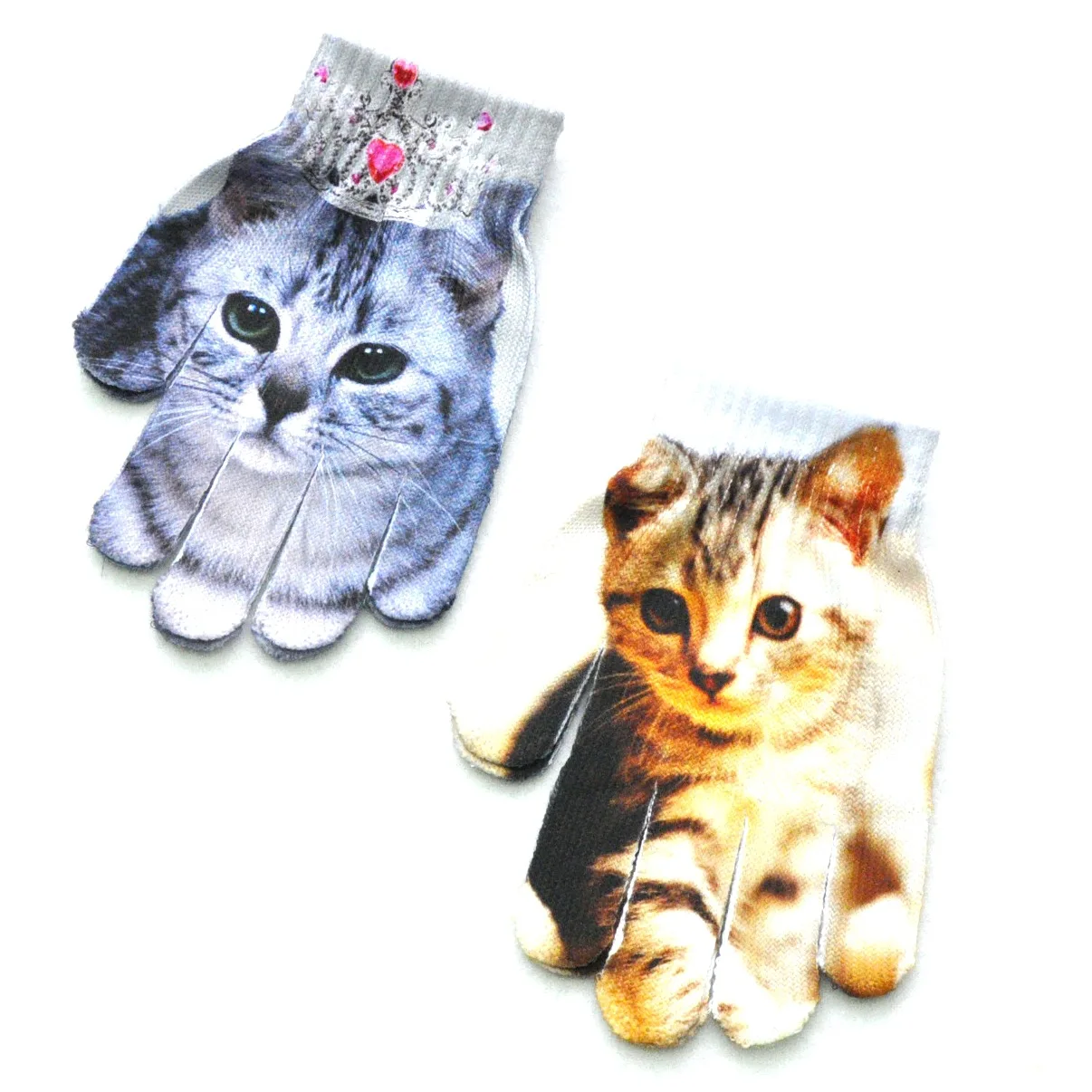 Children Gloves 5-11Y Kindergarten Student Winter Warm Baby 3D Puppy Cat Knitted Mittens Full Finger Gloves Knitting Kids