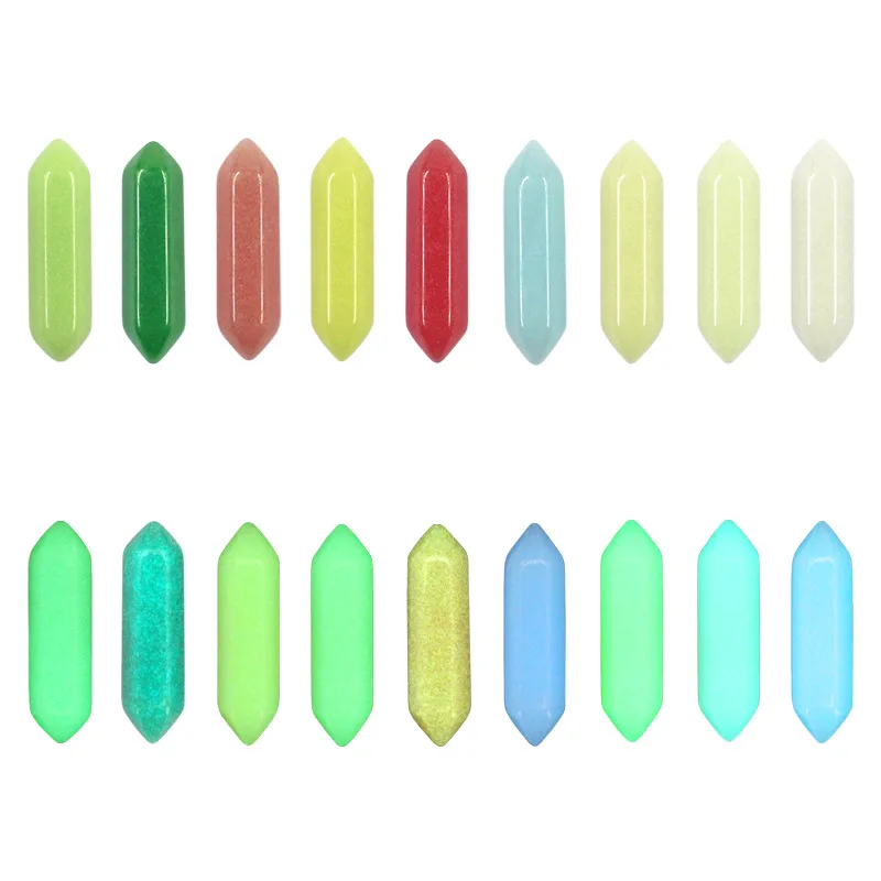 Luminous Stone Charms Wire Wrap Hexagonal Column Chakra Healing Pendant Glow in Dark For Necklace Jewelry Accessories