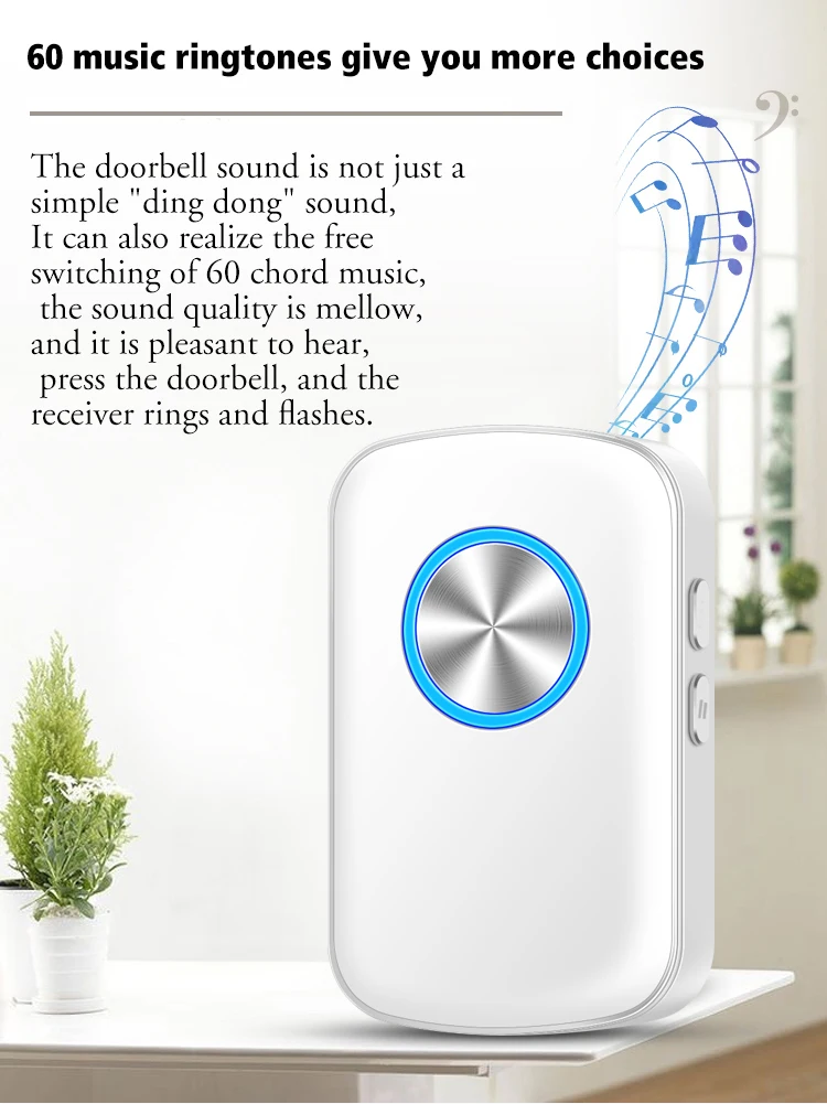 CACAZI Home Welcome Self-powered Doorbell Smart Wireless Door Bell Waterproof FA28 300M Remote Control EU/US/UK/AU Plug wireless doorbell