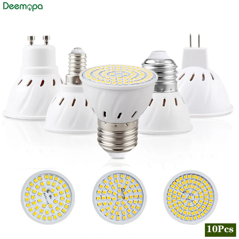 10pcs/lot E27 E14 lampada LED reflektor GU10 MR16 bombillas LED lampa střídavého 220V 110V 48 60 80leds 2835 SMD LED cibule halové osvětlení