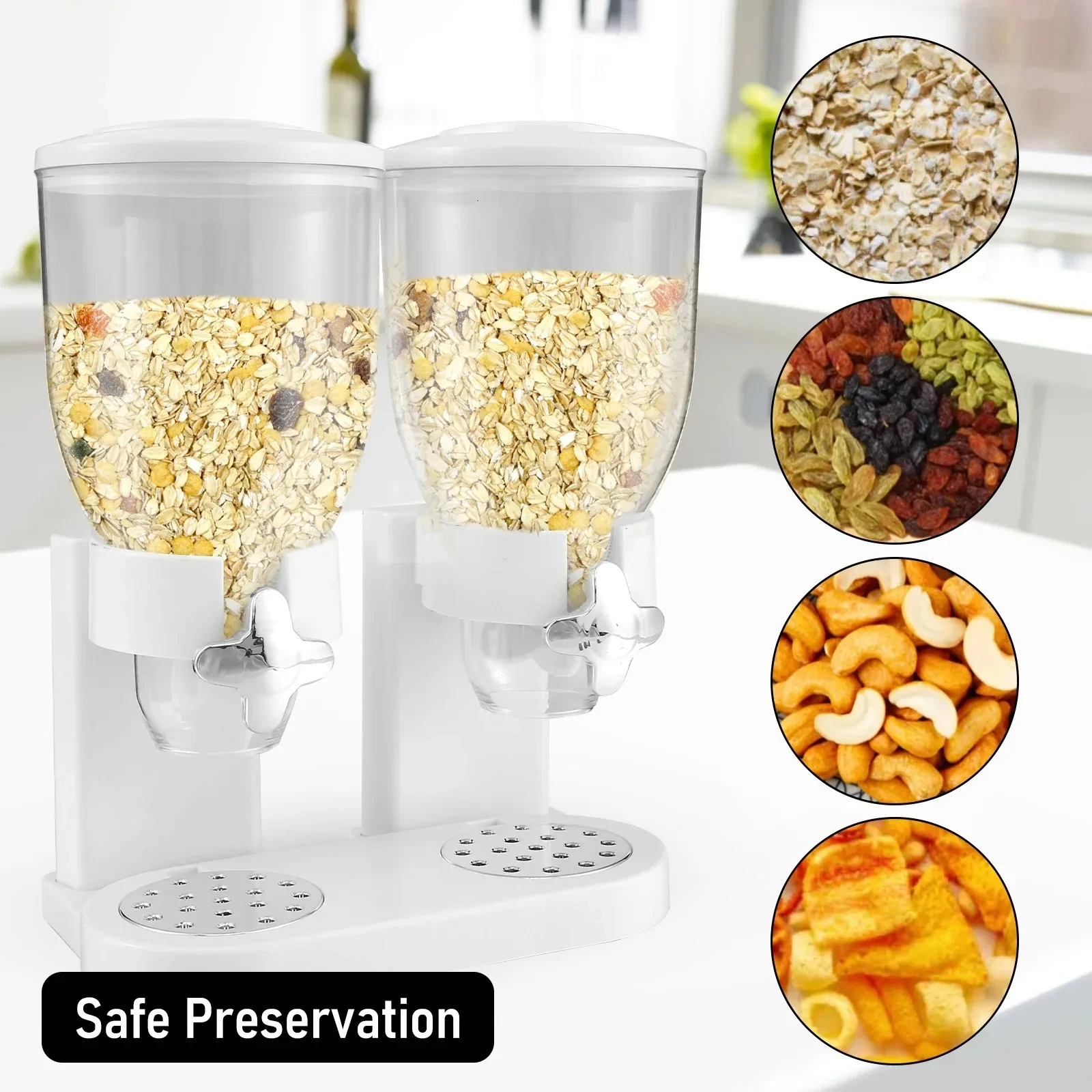 Single/Dual/Three Control Dry Food Dispenser - Multipurpose Snack, Cereal Container, No-Electricity Needed, Ideal for Christmas 3