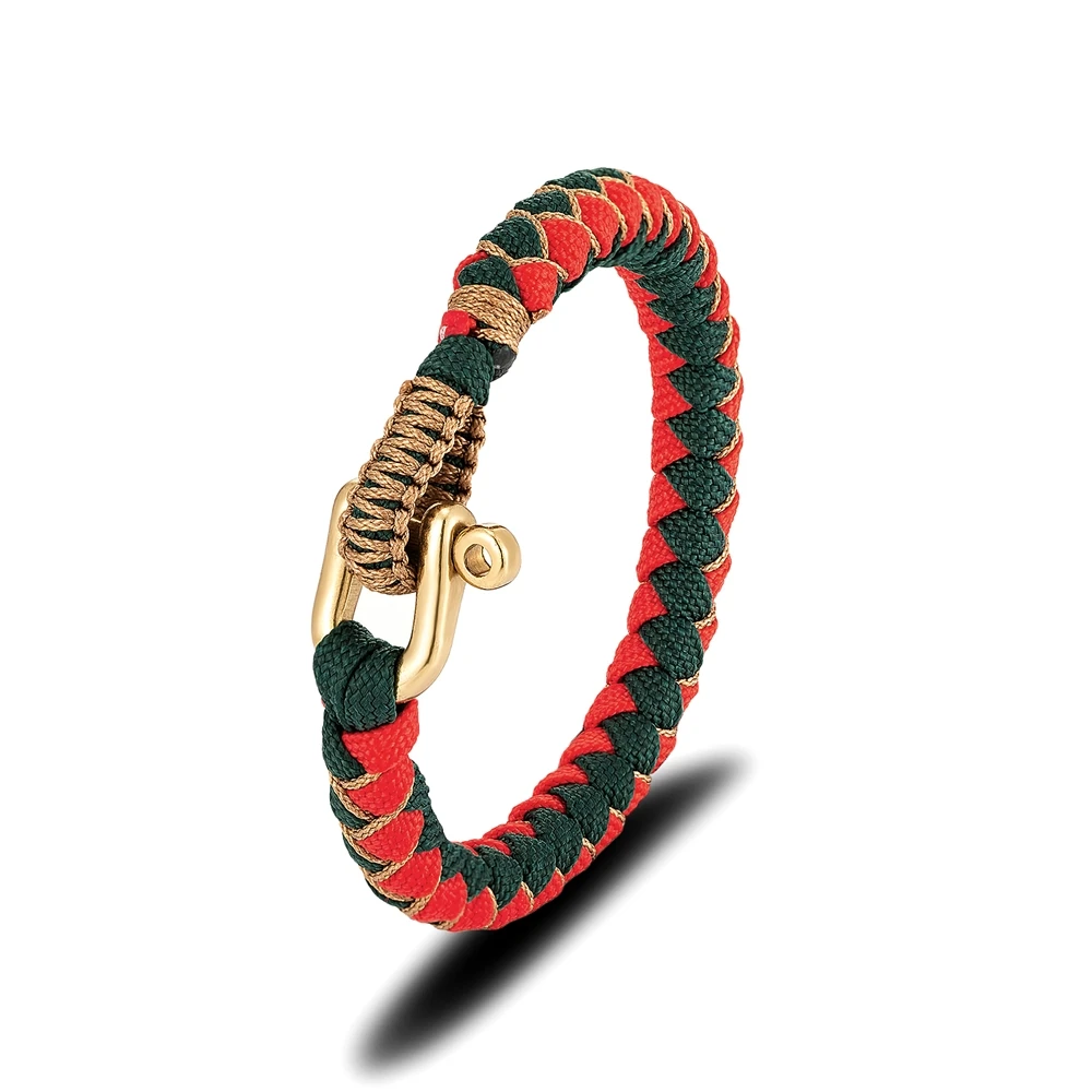 U shape Brass Shackle Buckle Survival Bracelet Handmade Outdoor Camping Rescue Emergency Rope Bracelet - Image 6