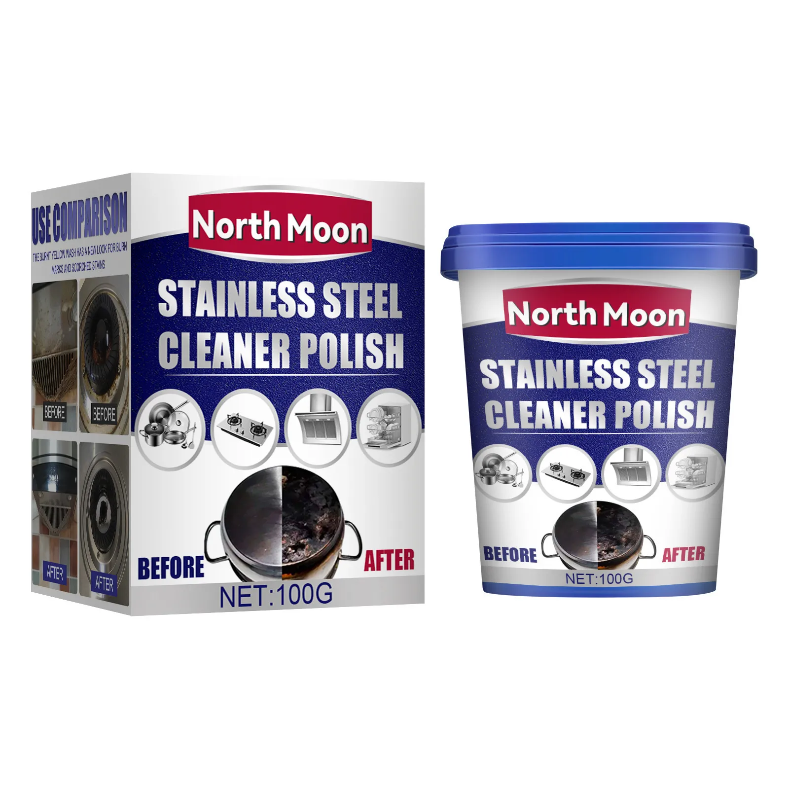 Powerful Stainless Steel Cookware Cleaning Paste Household Kitchen Cleaner Washing Pot Bottom Scale Strong Cream Detergent kitchen cleaner