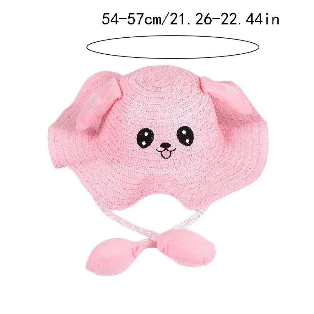 자외선 차단 토끼 귀 햇빛 가리개 밀짚모자 귀 움직이는 단색 토끼 햇빛 가리개 모자 버킷햇 코스튬 액세서리
