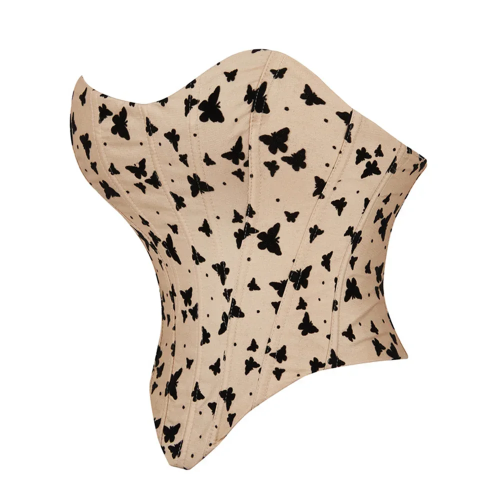 Women Overbust Corsets Sexy Slimming Butterfly Floral Pattern Lingerie Corselet Backless Body Shaper Bustier Crop Tops