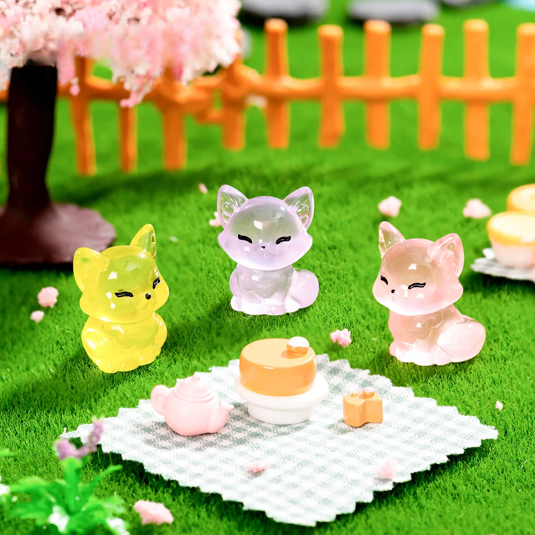 10/20/50PCS Luminous Mini Foxes Fairy Garden Decoration Glow At Night DIY Miniature Figurines Home Decor Desktop Ornament 4