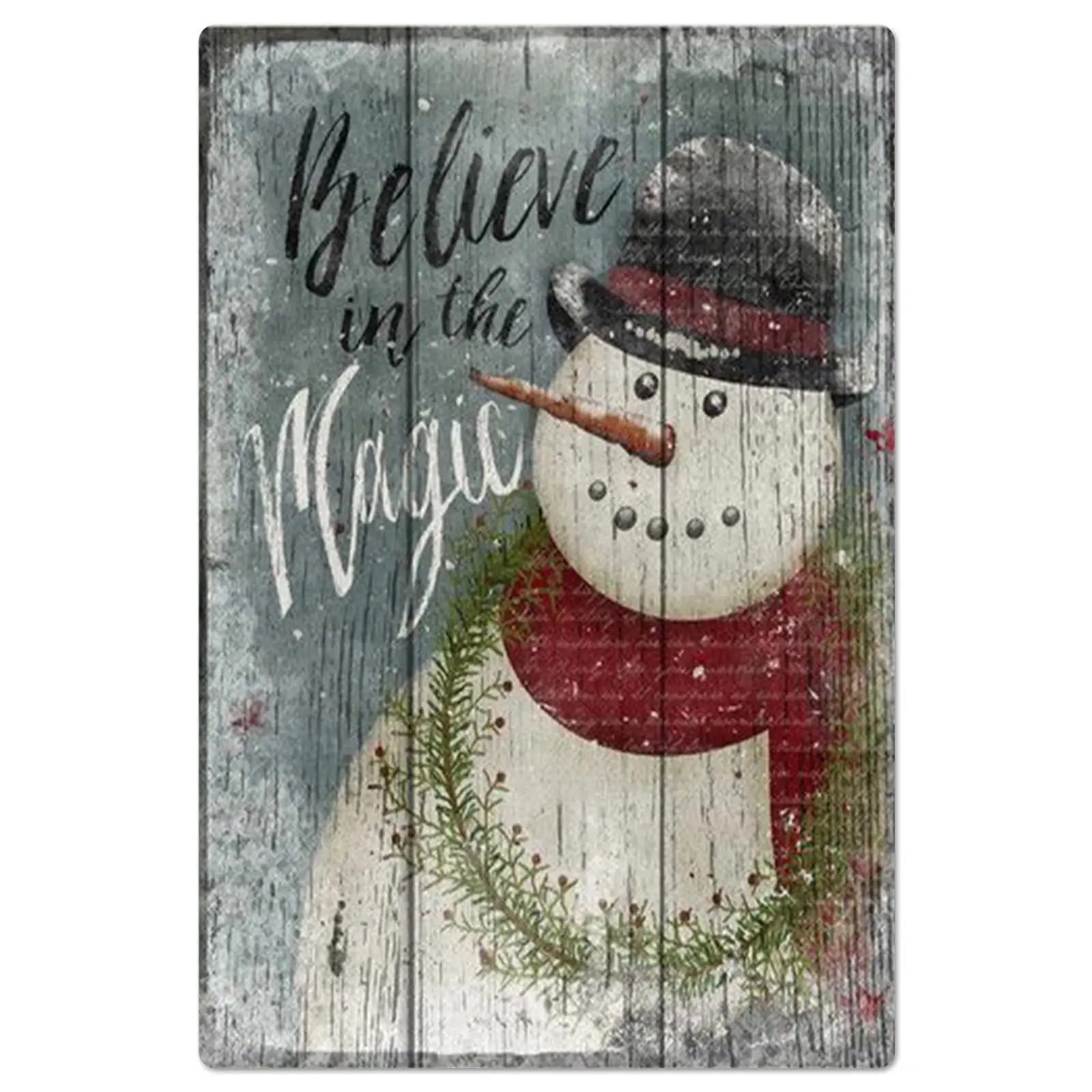 

Vintage Metal Tin Sign Red Scarf Snowman Poster Believe in The Magic Christmas Home Living Room Shop Bar Wall Decor Christmas Gi