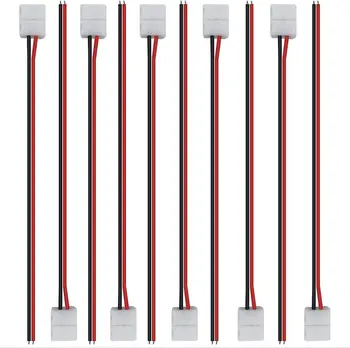 10/20pcs lot No Soldering 2 Pin Led Strip Connectors 8 Mm 10 Mm Power Wire Connector for 2835/5050 Led Strip Wire PCB Ribbon