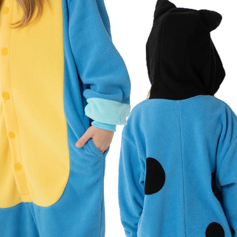 Kids Blue Dog Onesie Pajamas Children Animal Whole Pijamas Cartoon Cosplay Girls Yellow Dog Kigurumi Costume