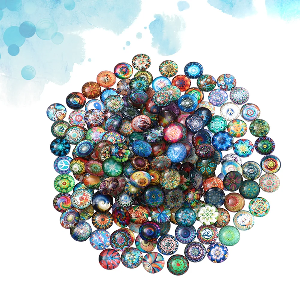 

Fashion Mosaic Tiles for Jewelry Making Shiny Gemstone Pendant Elastic Stretch String for DIY Jewelry Round Dome Glass Cabochons