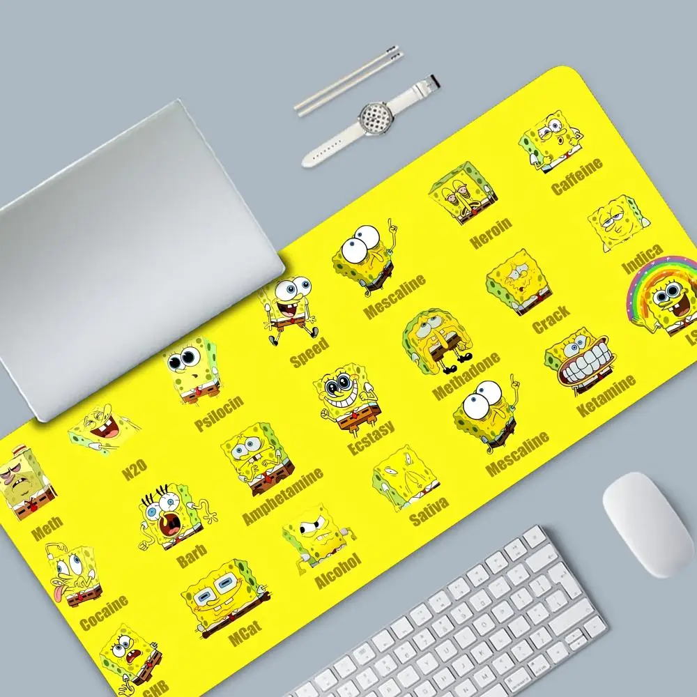 Cartoon Sponge And Bobs Square Pants Cute Mousepad Large Gaming Mouse Pad Lockedge Addensato Tastiera Del Computer Table Desk Pad