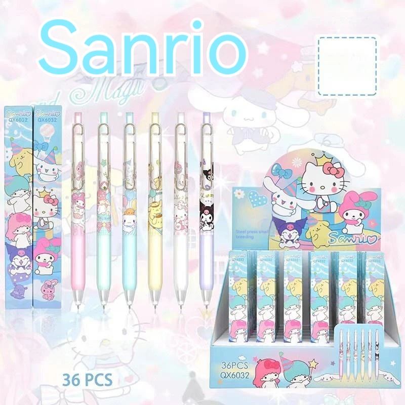 

Sanrio 36pcs Pen Clip Gel Pen Kawaii Hello Kitty Cinnamoroll Kuromi Press Student Stationery Wholesale Small Prizes Birthday Gif