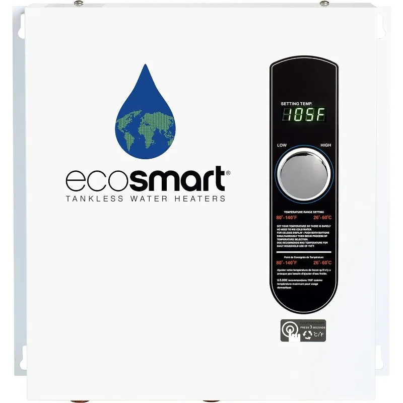 

Ecosmart ECO 24 24 KW at 240-Volt Electric Tankless Water Heater with Patented Self Modulating Technology, 17 x 17 x 3.5