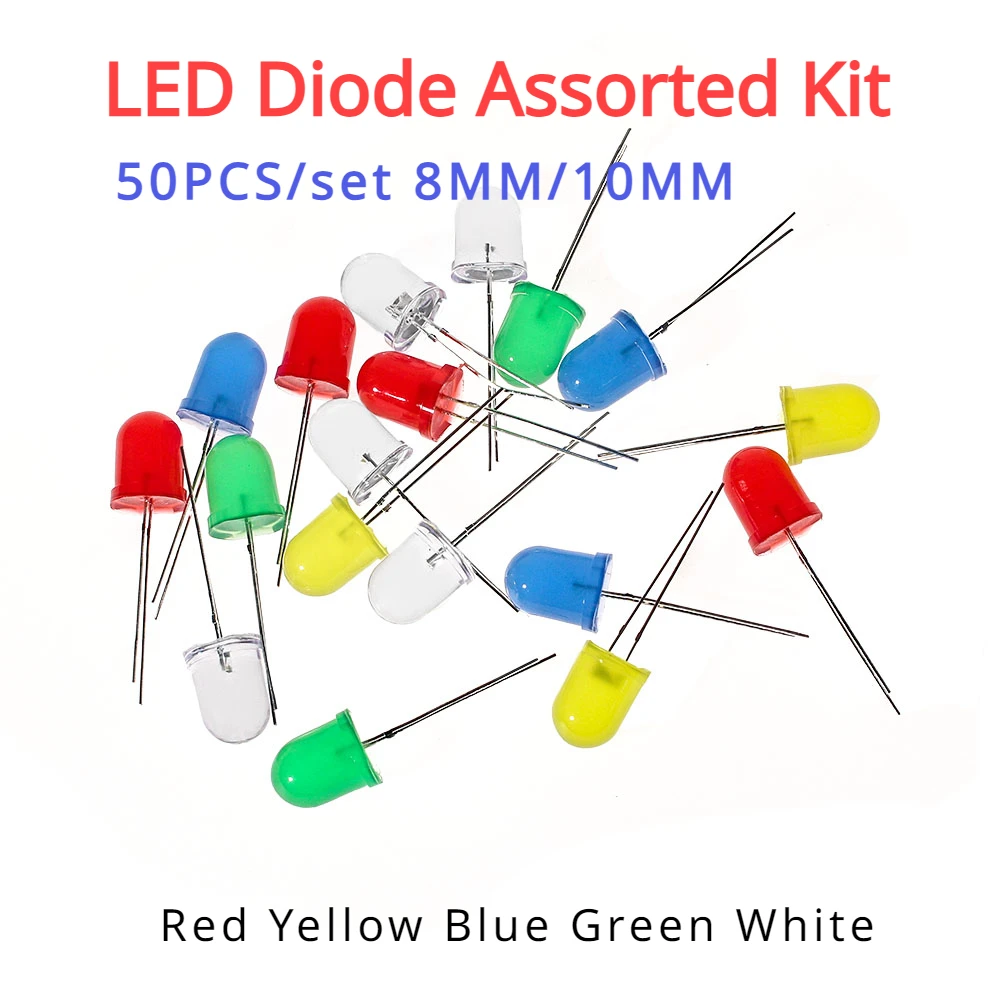 LED 다이오드 모듬 원형 키트, 활성 발광 다이오드 전자 키트, 흰색 녹색 빨..